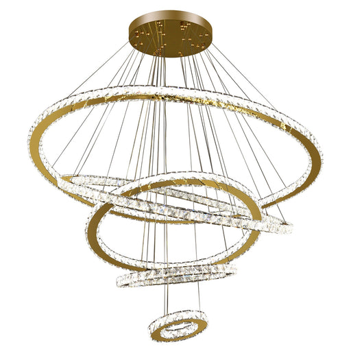 Maria 5-Ring Crystal Chandelier – Gold Finish