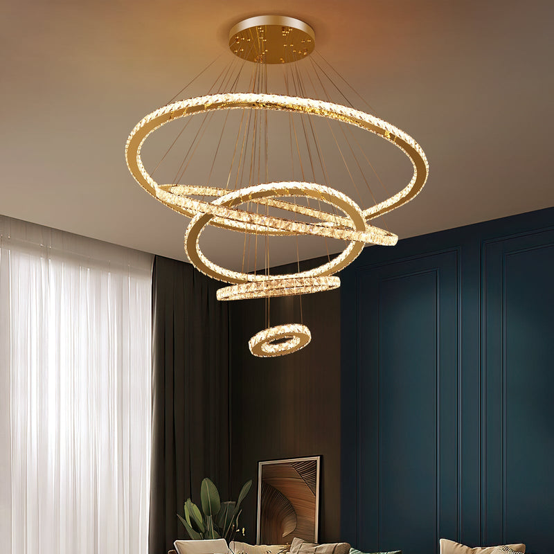 Maria 5-Ring Crystal Chandelier – Gold Finish - image 3