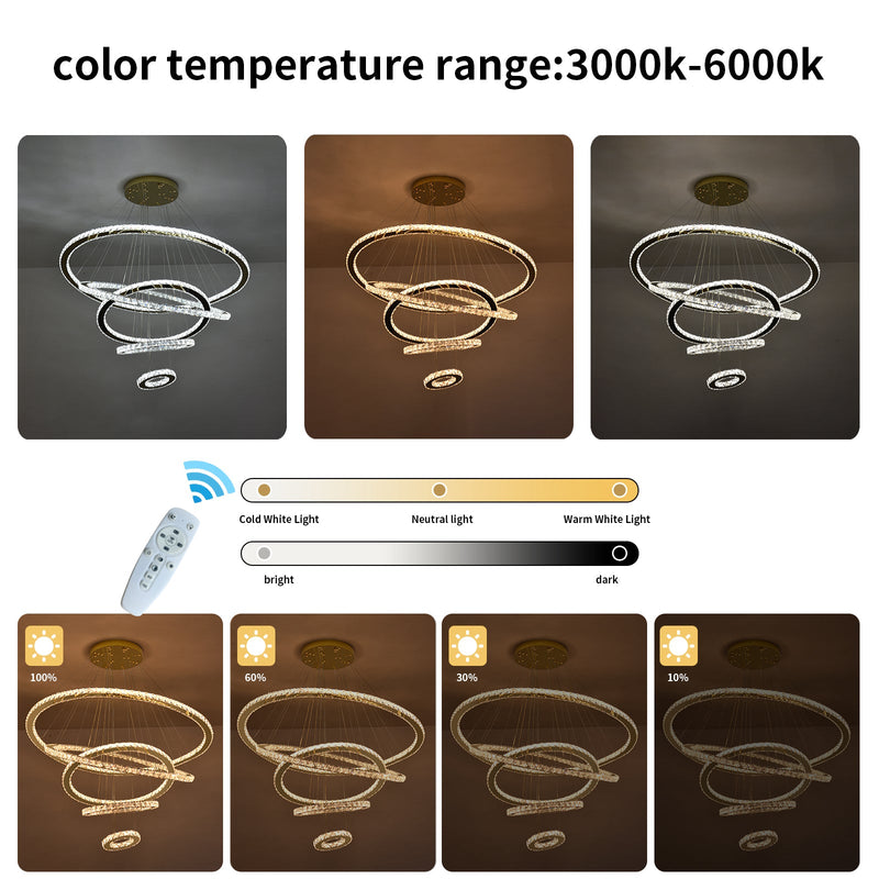 Maria 5-Ring Crystal Chandelier – Gold Finish - image 5