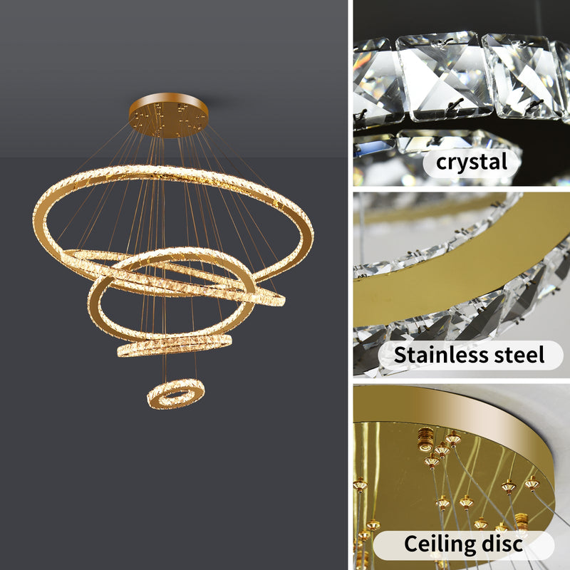 Maria 5-Ring Crystal Chandelier – Gold Finish - image 4