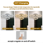 Luretta 30W Crystal Ring Tri-Colour Flush Mount Chandelier - image 7
