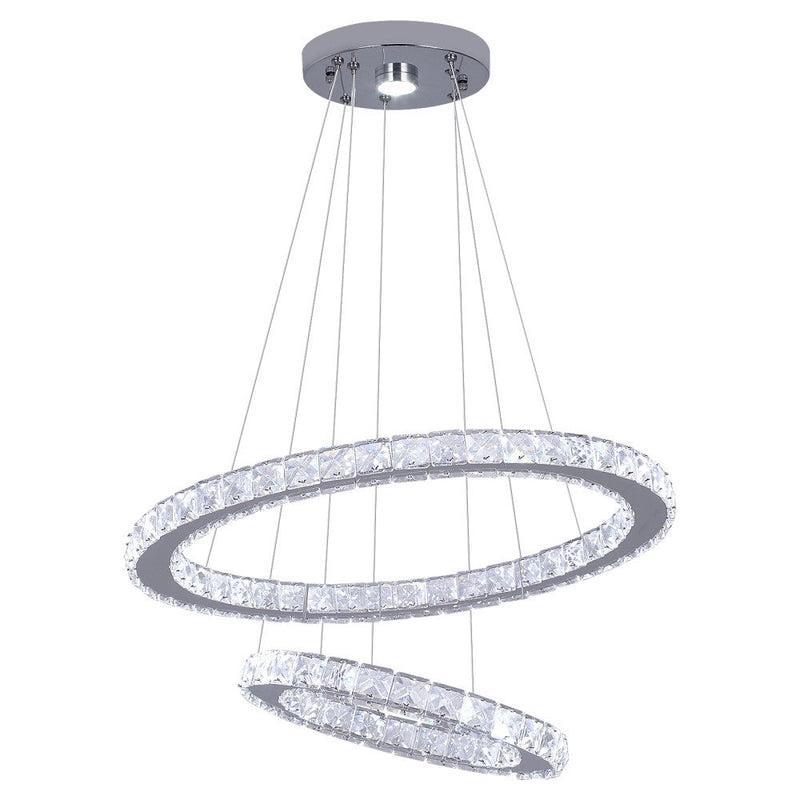 Macy 41W Tri-Colour Dimmable 2-Ring Crystal Pendant Light