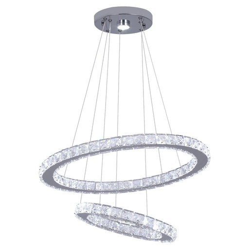 Macy 41W Tri-Colour Dimmable 2-Ring Crystal Pendant Light