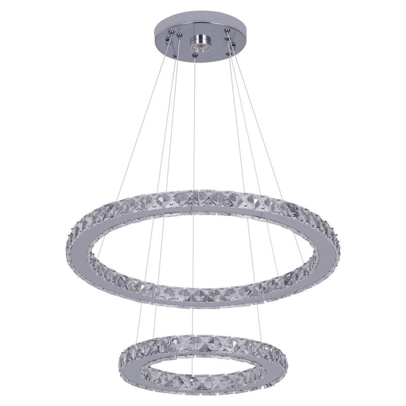 Macy 41W Tri-Colour Dimmable 2-Ring Crystal Pendant Light - image 3
