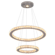 Macy 41W Tri-Colour Dimmable 2-Ring Crystal Pendant Light - image 2
