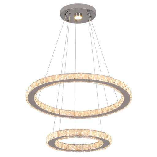 Macy 41W Tri-Colour Dimmable 2-Ring Crystal Pendant Light - image 2