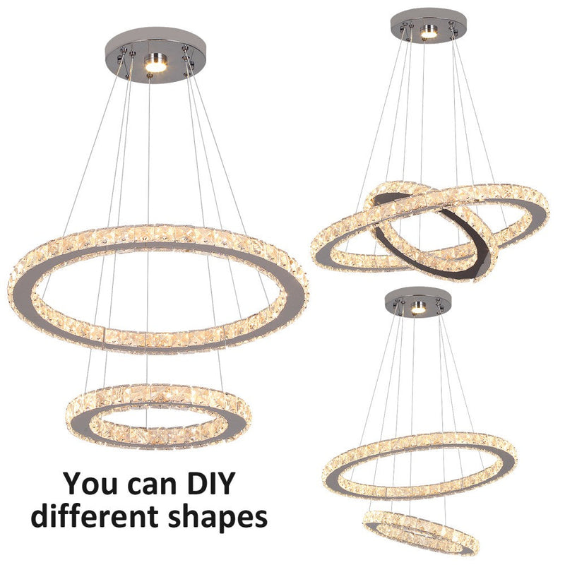 Macy 41W Tri-Colour Dimmable 2-Ring Crystal Pendant Light - image 10