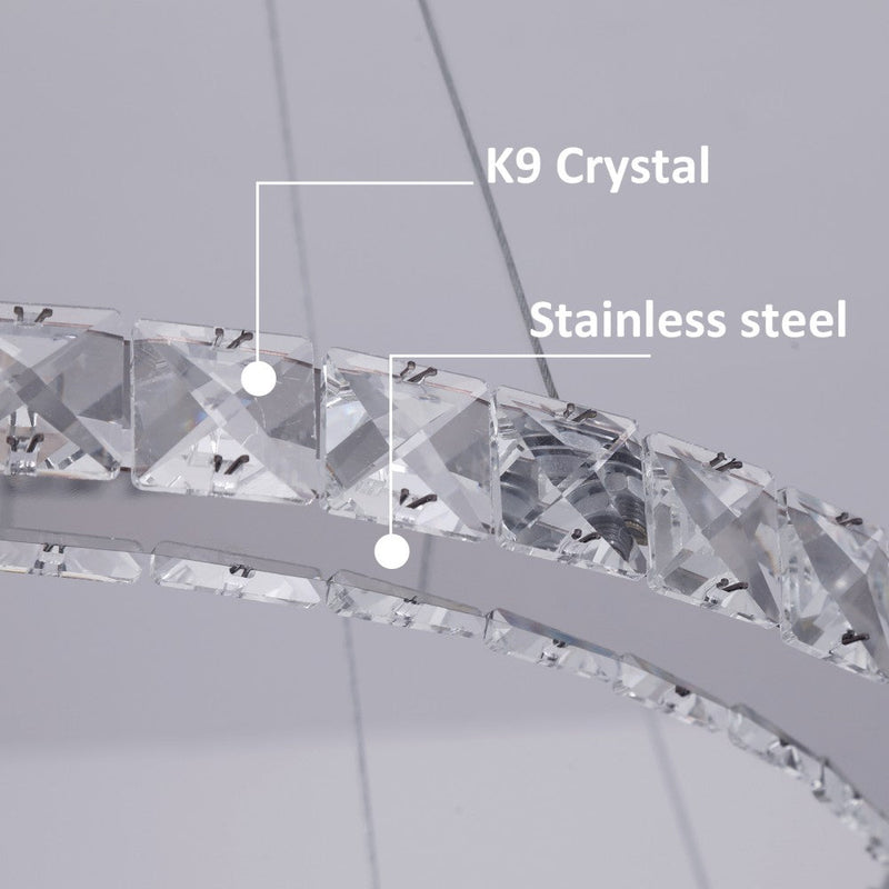 Macy 41W Tri-Colour Dimmable 2-Ring Crystal Pendant Light - image 6