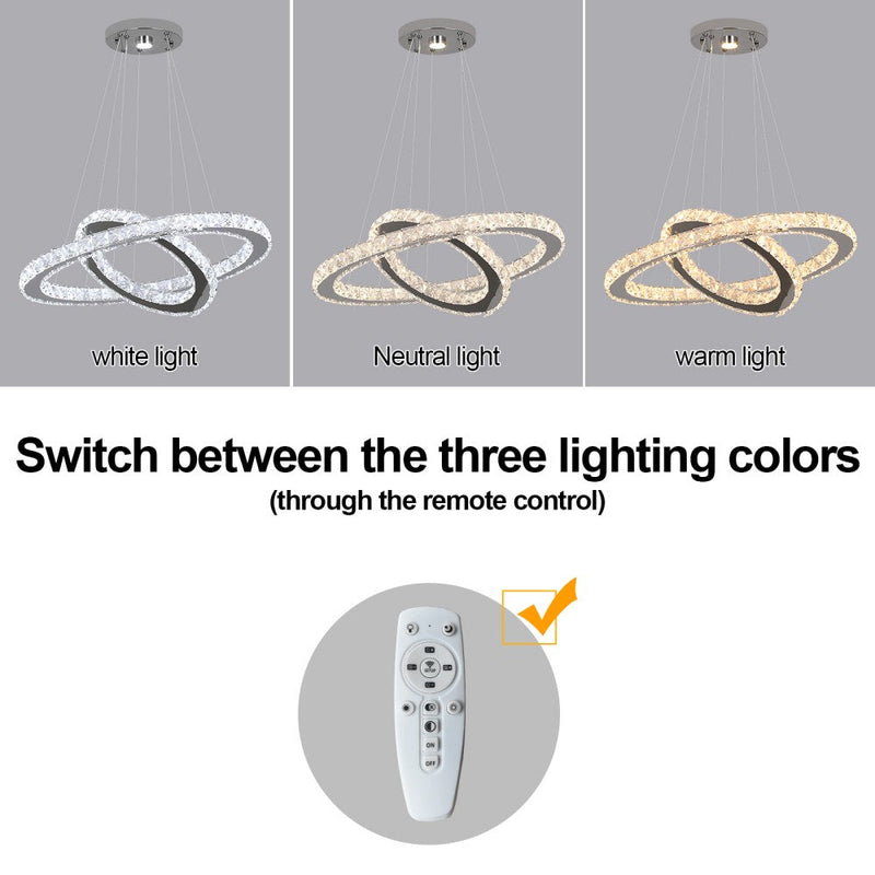 Macy 41W Tri-Colour Dimmable 2-Ring Crystal Pendant Light - image 8