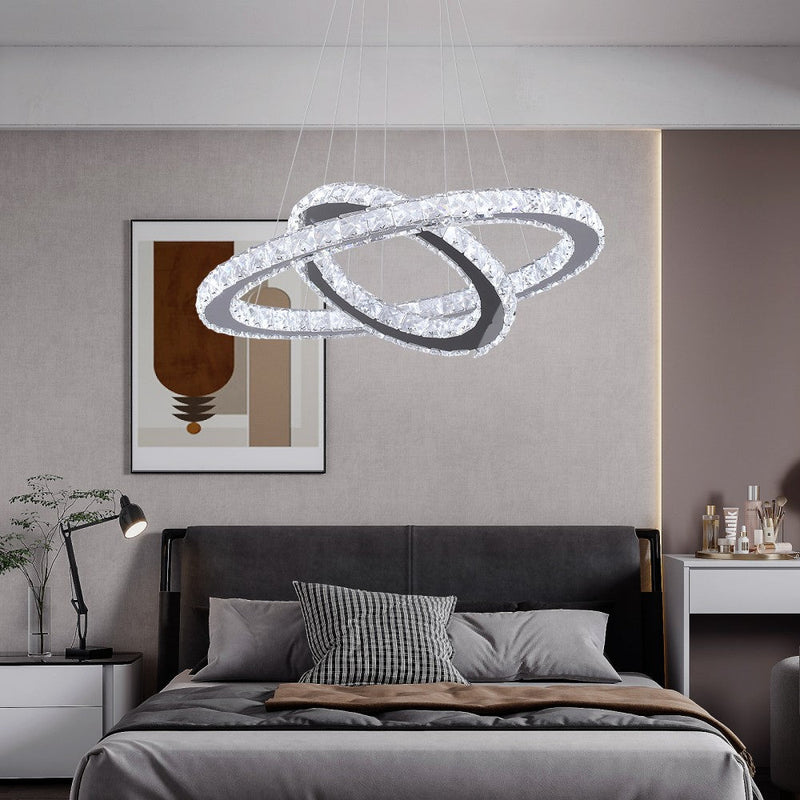 Macy 41W Tri-Colour Dimmable 2-Ring Crystal Pendant Light - image 11