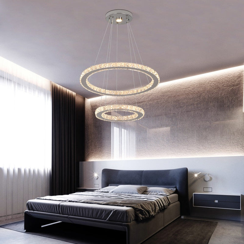 Macy 41W Tri-Colour Dimmable 2-Ring Crystal Pendant Light - image 14