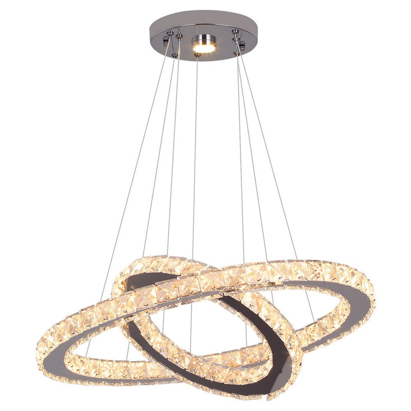 Macy 41W Tri-Colour Dimmable 2-Ring Crystal Pendant Light - image 4