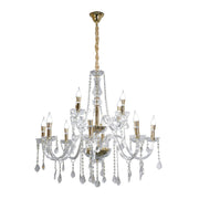 Amorette 12-Light Crystal Chandelier – 89cm – Gold Finish