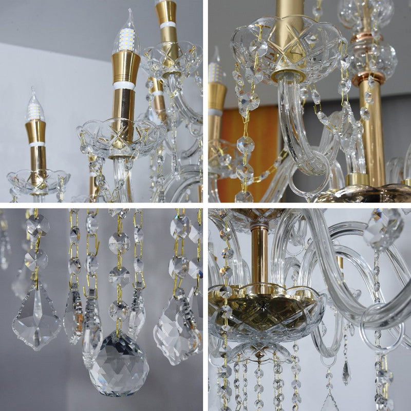 Amorette 12-Light Crystal Chandelier – 89cm – Gold Finish - image 3