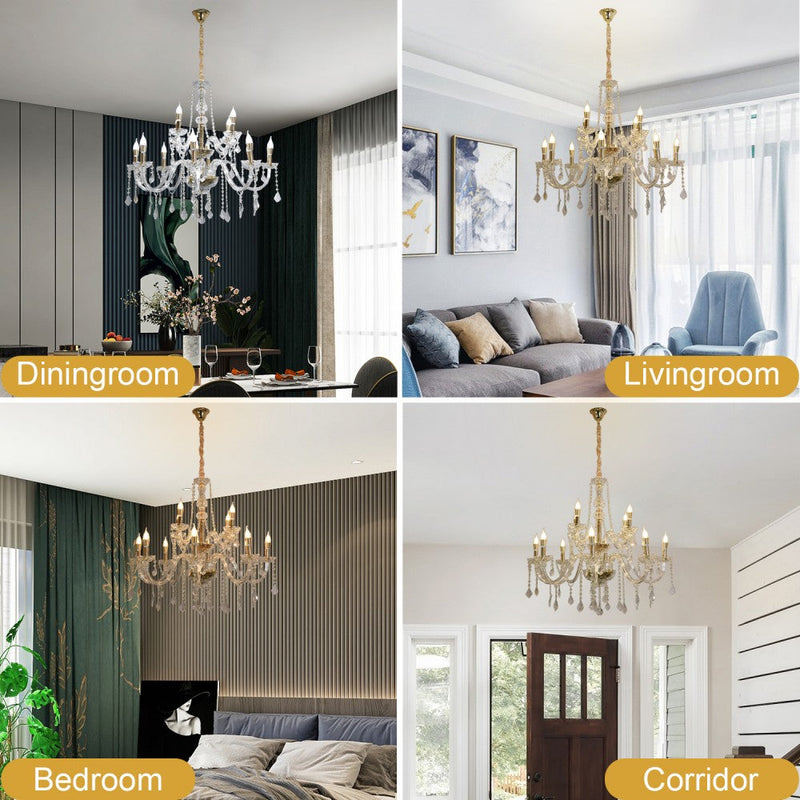Amorette 12-Light Crystal Chandelier – 89cm – Gold Finish - image 7