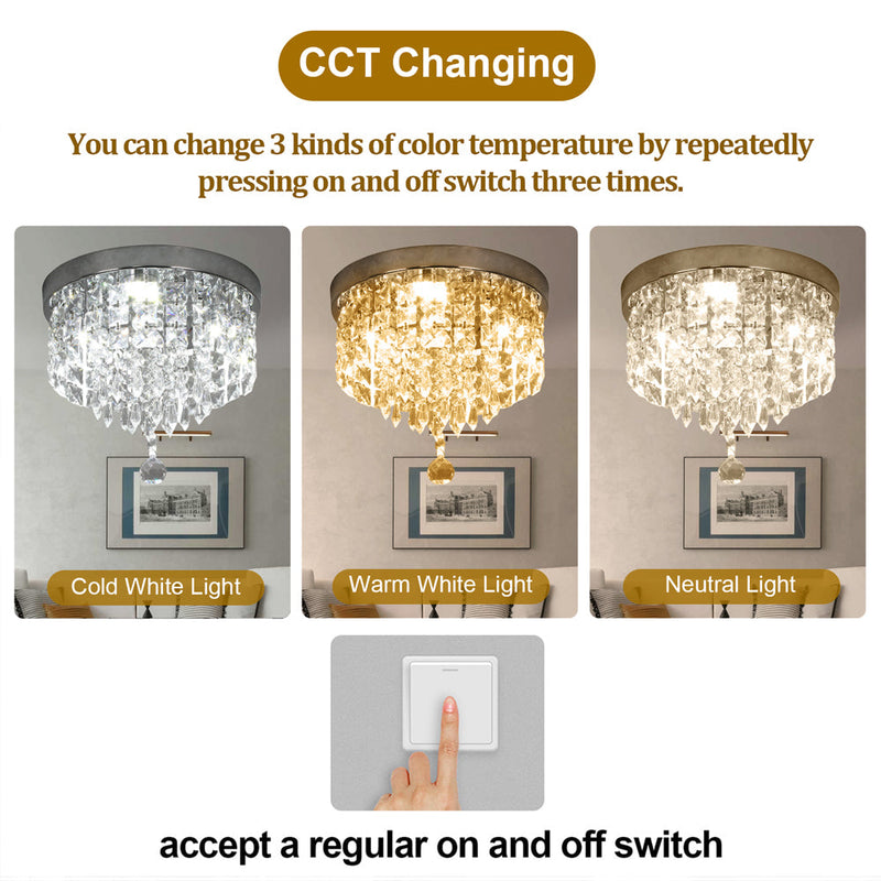 Celina 30W Tri-Colour Crystal Flush Mount Ceiling Light – 25cm - image 3