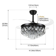 Windora Seraphine 42" Black Crystal Chandelier DC Ceiling Fan w/ 3CCT LED Remote Control - image 8