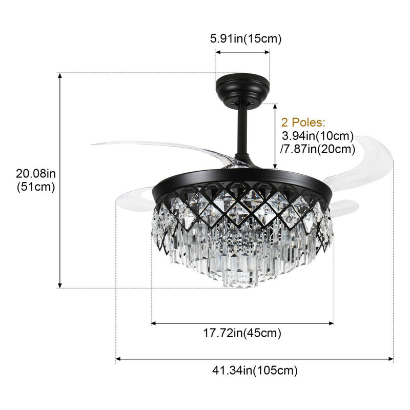 Windora Seraphine 42" Black Crystal Chandelier DC Ceiling Fan w/ 3CCT LED Remote Control - image 8