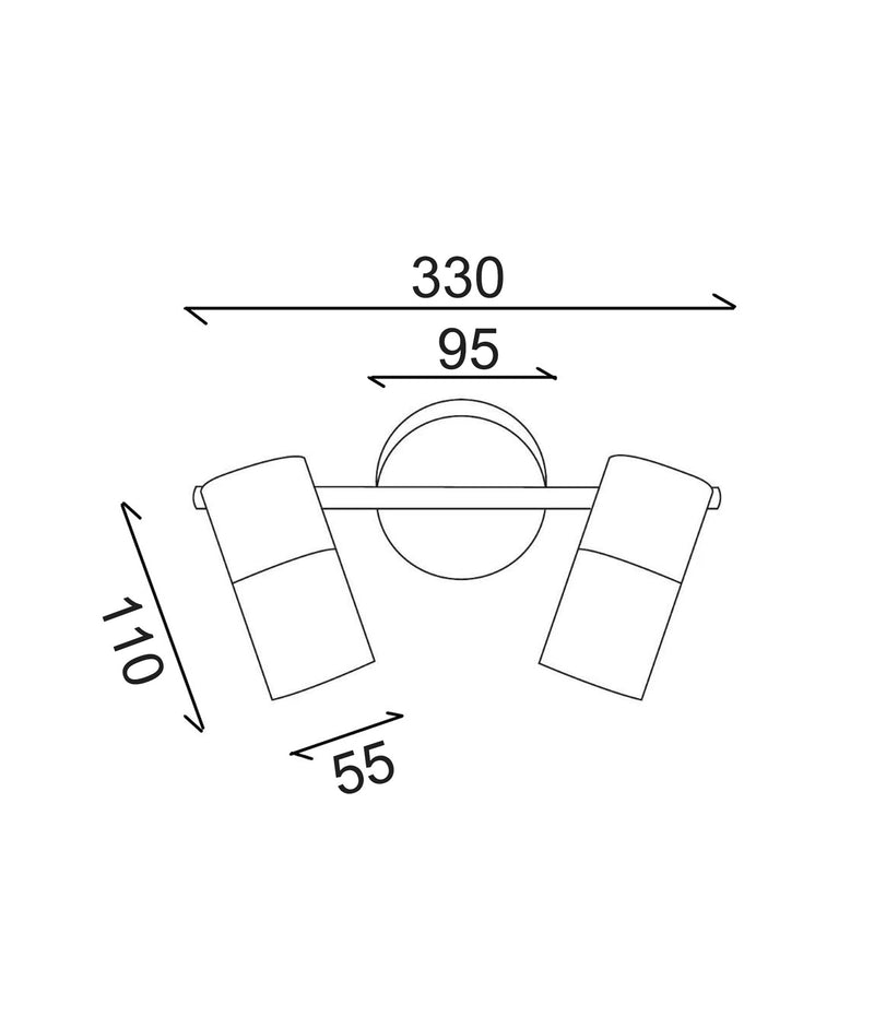 CLA Lighting LENGAN: Interior Double Heads Adjustable Round Base Spot Lights dimensions diagram