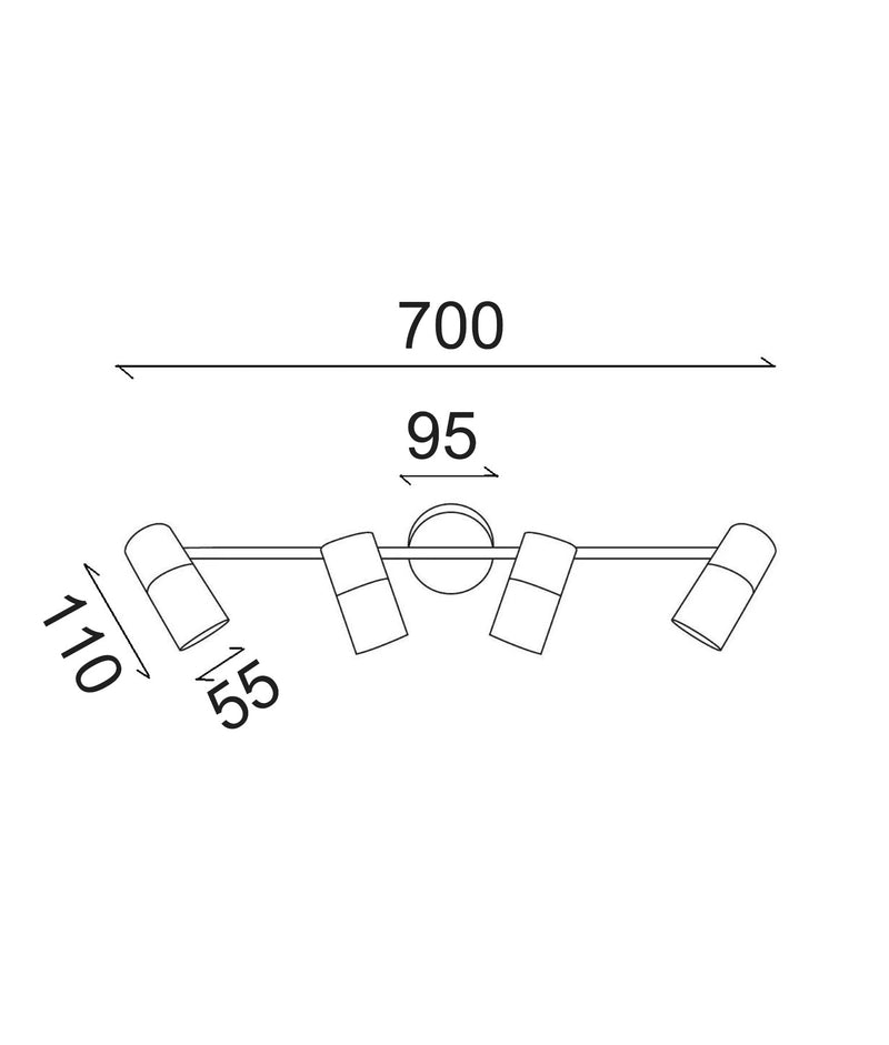 CLA Lighting LENGAN: Interior Four Heads Adjustable Round Base Spot Lights dimensions diagram