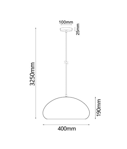 CLA Lighting LIGNA: Retro Replica Wood Pendant Lights - Dome dimensions diagram