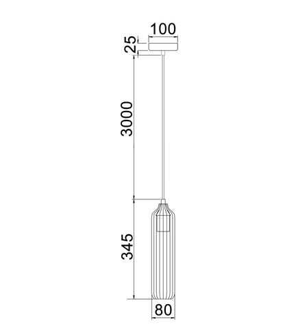 MANGA: Interior Glass Cylinder Pendant Lights dimensions diagram - CLA Lighting