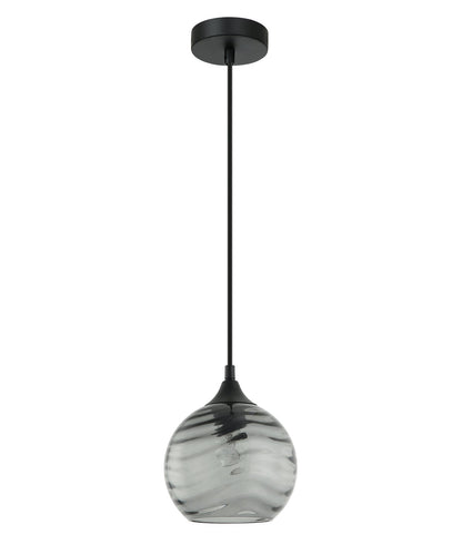MARBRE: Modern Retro Interior Wine Glass Wavy Glass Pendant Lights - Smokey Black - CLA Lighting