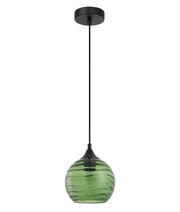MARBRE: Modern Retro Interior Wine Glass Wavy Glass Pendant Lights - Green - CLA Lighting
