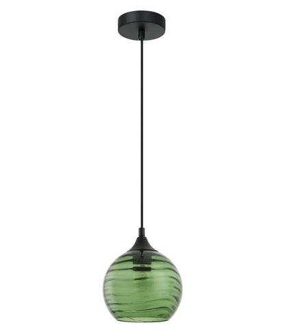 MARBRE: Modern Retro Interior Wine Glass Wavy Glass Pendant Lights - Green - CLA Lighting