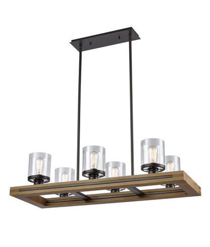 METI: Medieval Rustic Warm Chestnut Wood Pendant Lights - Rectangular Frame - CLA Lighting