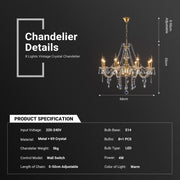 8 Lights Crystal Chandelier Large Ceiling Pendant Light CL-NCC8