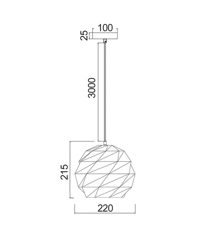 CLA Lighting ORIGAMI small pendant dimensions diagram