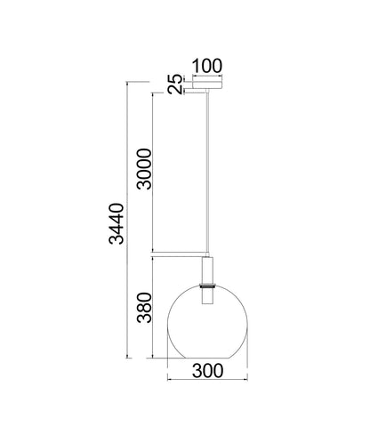 CLA Lighting PATERA pendant light dimensions diagram
