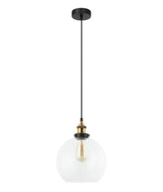 PESINI: Interior Wine Glass with Antique Brass / Chrome Highlight Pendant Lights - Clear Glass / Antique Brass Highlight - CLA Lighting
