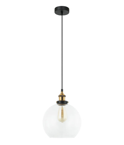 PESINI: Interior Wine Glass with Antique Brass / Chrome Highlight Pendant Lights - Clear Glass / Antique Brass Highlight - CLA Lighting