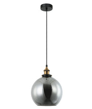 PESINI: Interior Wine Glass with Antique Brass / Chrome Highlight Pendant Lights - Smokey Black Glass / Antique Brass Highlight - CLA Lighting
