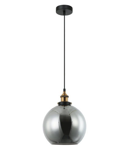 PESINI: Interior Wine Glass with Antique Brass / Chrome Highlight Pendant Lights - Smokey Black Glass / Antique Brass Highlight - CLA Lighting