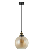 PESINI: Interior Wine Glass with Antique Brass / Chrome Highlight Pendant Lights - Amber Glass / Antique Brass Highlight - CLA Lighting