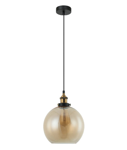 PESINI: Interior Wine Glass with Antique Brass / Chrome Highlight Pendant Lights - Amber Glass / Antique Brass Highlight - CLA Lighting