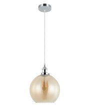 PESINI: Interior Wine Glass with Antique Brass / Chrome Highlight Pendant Lights - Amber Glass / Chrome Highlight - CLA Lighting