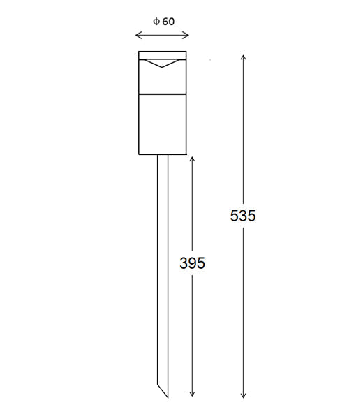 CLA Lighting PHARE exterior garden spike light dimensions diagram 535mm