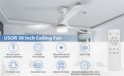 56'' Ceiling Fan with Light Designer Pure White  ABS Blades CF-5605