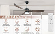 56" Ceiling Fan with Light Designer Black&Brown ABS Blades CF-5601