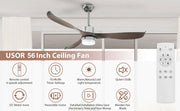 56" Ceiling Fan with Light Designer Silver&Brown ABS Blades CF-5603