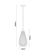 CLA Lighting RICTUS tear drop pendant dimensions diagram