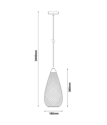 CLA Lighting RICTUS tear drop pendant dimensions diagram