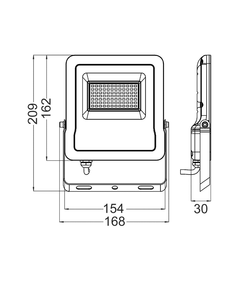 CLA Lighting SMTFLOOD 30W flood light dimensions diagram