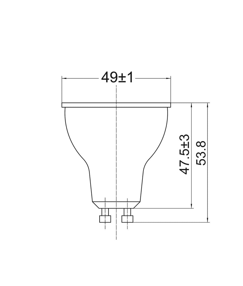 CLA Lighting SMTGU10 LED Smart Dimmable RGB+Tri-CCT GU10 Globe (5W) dimensions diagram