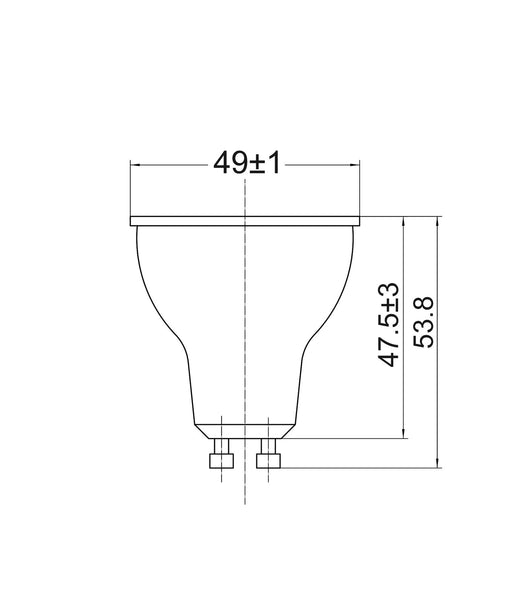CLA Lighting SMTGU10 LED Smart Dimmable RGB+Tri-CCT GU10 Globe (5W) dimensions diagram