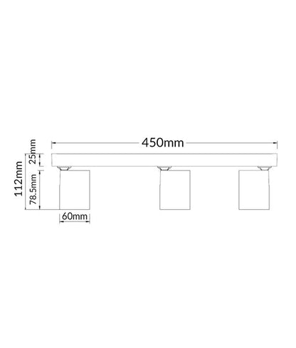 CLA Lighting SPOT-BAR3 dimensions diagram